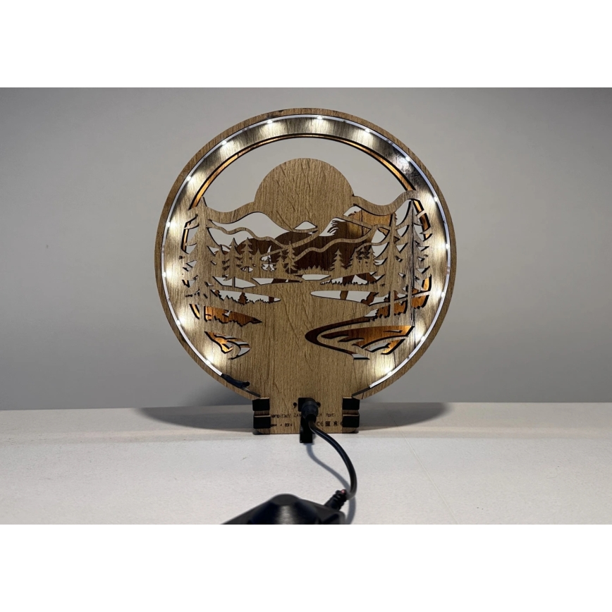 Li-Go 23598/DUB2 - LED Stmívatelná stolní dekorace LED/12W/230V 20x22 cm dub