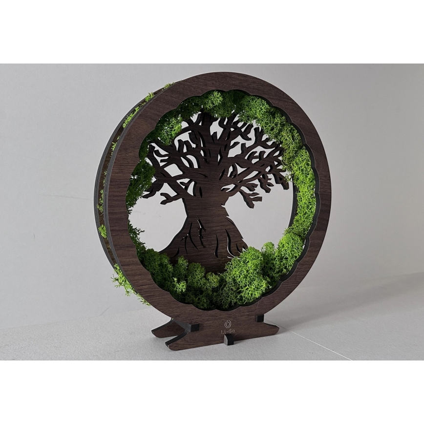 Li-Go 23604/DUB2 - LED Stmívatelná stolní dekorace LED/12W/230V 20x22 cm dub/Mech a strom