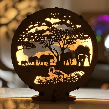 Li-Go 23610/DUB2 - LED Stmívatelná stolní dekorace LED/12W/230V 20x22 cm dub/sloni