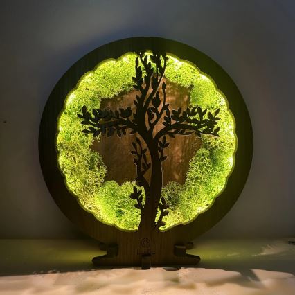 Li-Go 23622/DUB2 - LED Stmívatelná stolní dekorace LED/12W/230V 20x22 cm dub/Kříž v mechu