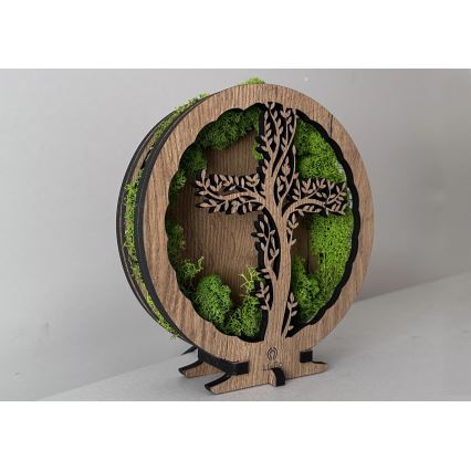 Li-Go 23622/DUB2 - LED Stmívatelná stolní dekorace LED/12W/230V 20x22 cm dub/Kříž v mechu