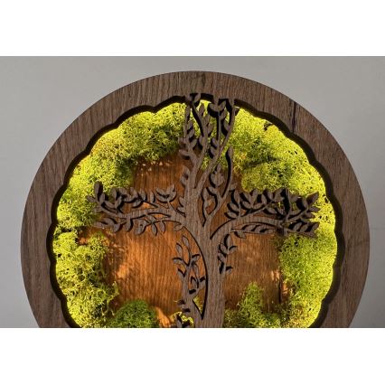 Li-Go 23622/DUB2 - LED Stmívatelná stolní dekorace LED/12W/230V 20x22 cm dub/Kříž v mechu