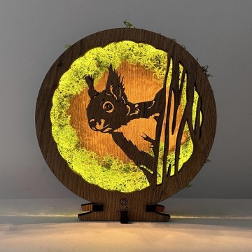 Li-Go 23625/DUB2 - LED Stmívatelná stolní dekorace LED/12W/230V 20x22 cm dub/veverka