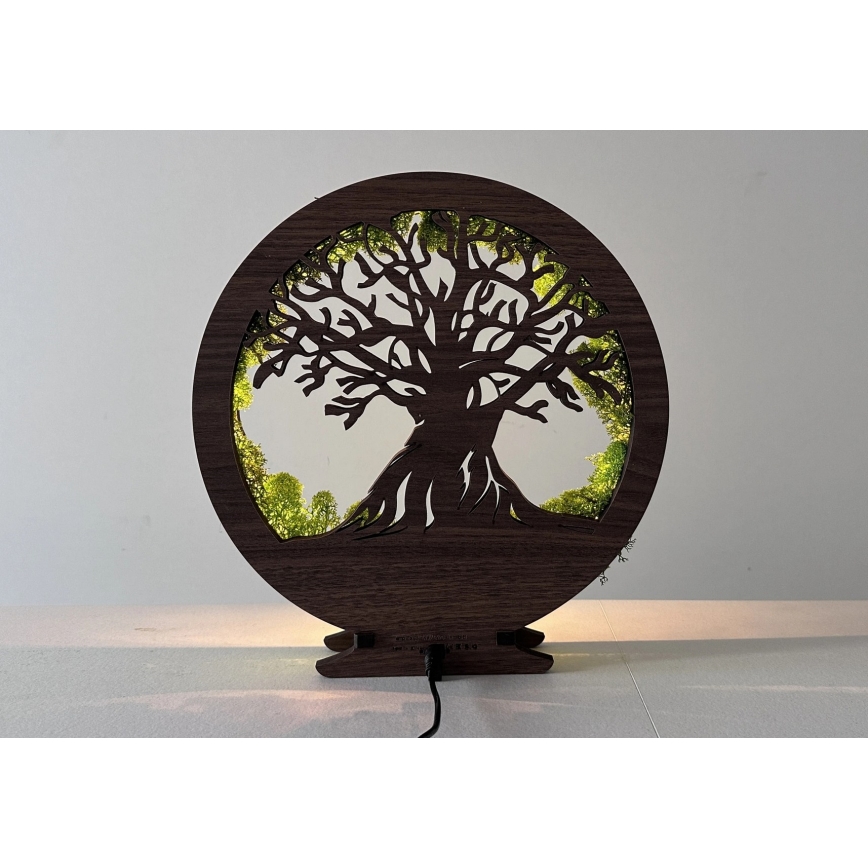 Li-Go 23631/DUB2 - LED Stmívatelná stolní dekorace LED/12W/230V 30x31 cm dub/Mech a strom