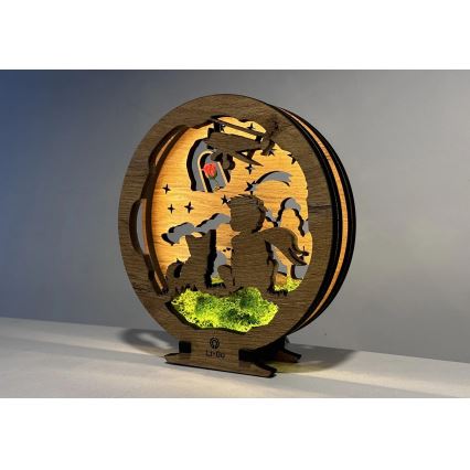 Li-Go 23634/DUB2 - LED Stmívatelná stolní dekorace LED/12W/230V 20x22 cm dub/Malý princ s růží