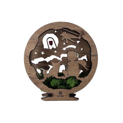 Li-Go 23634/DUB2 - LED Stmívatelná stolní dekorace LED/12W/230V 20x22 cm dub/Malý princ s růží