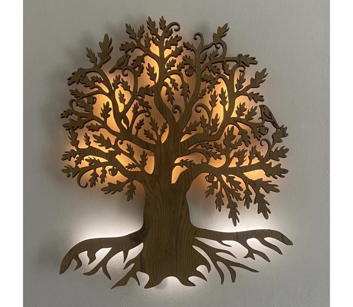 Li-Go 23673/DUB2 - LED Nástěnná dekorace LED/10W/5V 20000 mAh 45x55 cm dub + DO 23673/DUB2