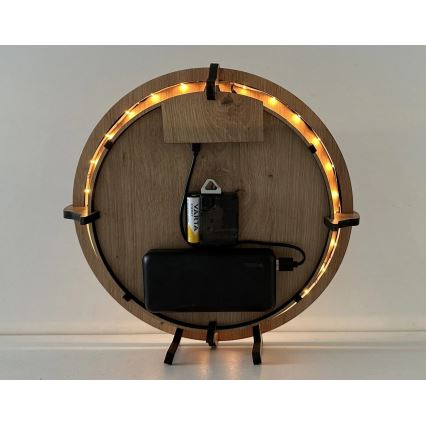 Li-Go 23688/DUB2 - LED Stmívatelné hodiny se senzorem pohybu LED/5V 20000 mAh + 1xAA pr. 32 cm dub/Pampeliška