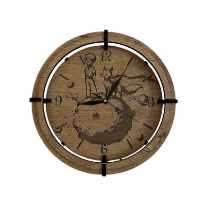 Li-Go 23712/DUB/BAT2 - LED Stmívatelné hodiny se senzorem pohybu LED/10W/5V 20000 mAh + 1xAA pr. 32 cm dub/Malý princ