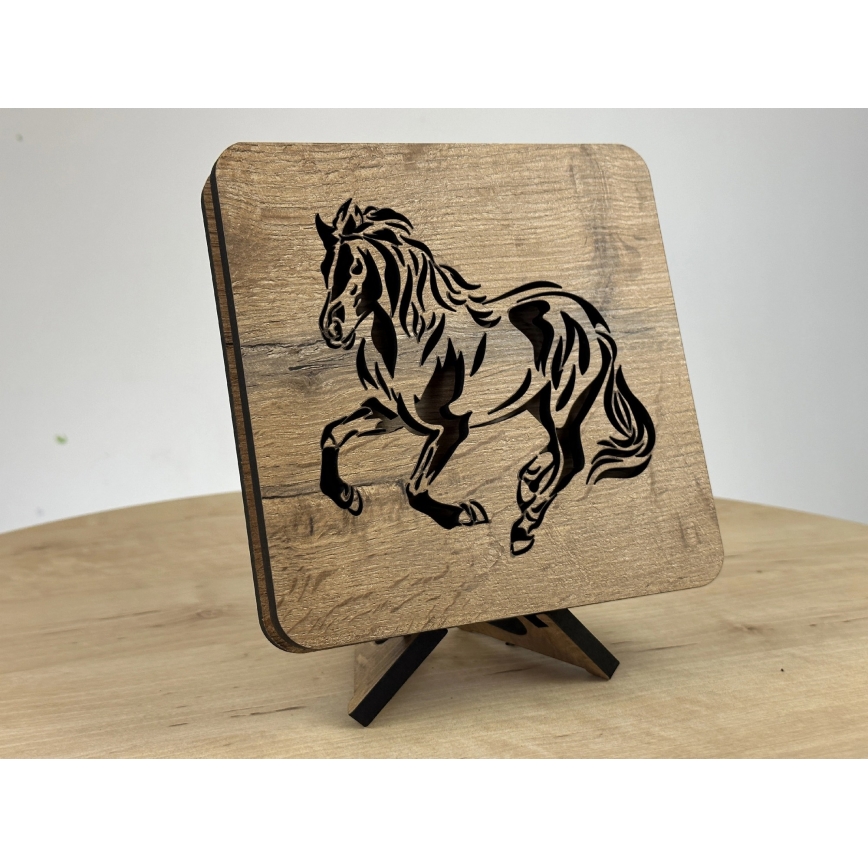 Li-Go 4070/DUB2 - LED Stolní dekorace LED/12W/230V 19x19 cm dub/Kůň