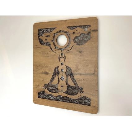 Li-Go 4421/A/4 - LED Stmívatelná nástěnná dekorace LED/10W/5V 30000 mAh 70x90 cm dub/čakry