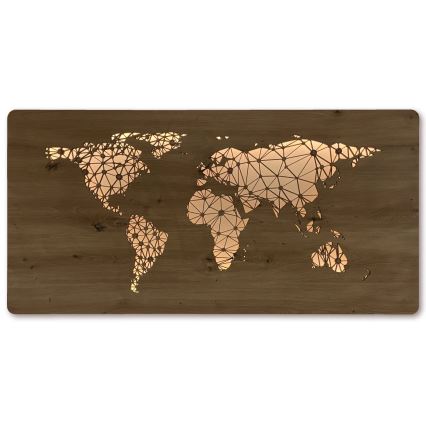 Li-Go 4457/A/4 - LED Stmívatelná nástěnná dekorace LED/10W/5V 30000 mAh 120x60 cm dub/Mapa světa