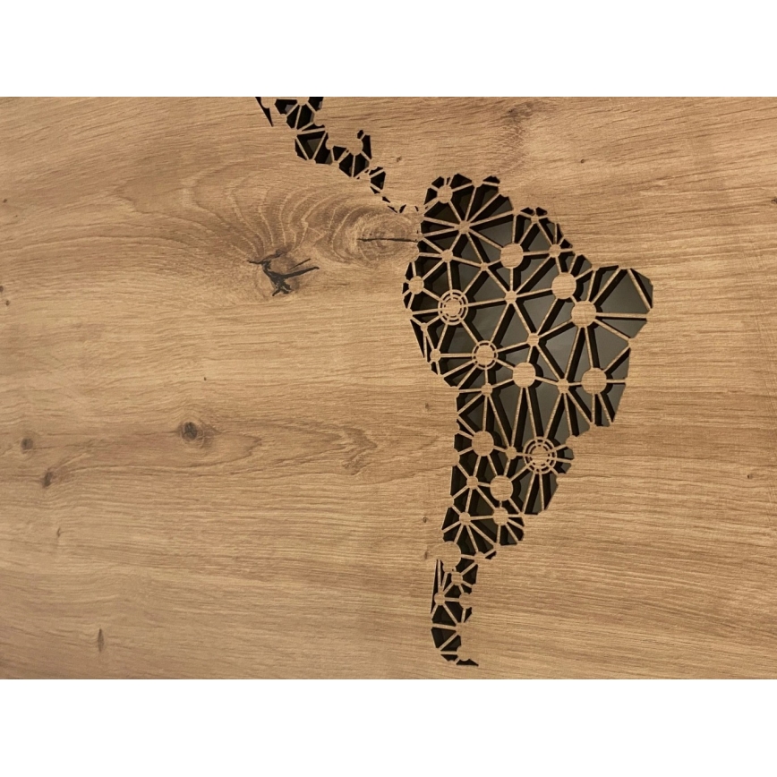 Li-Go 4457/A/4 - LED Stmívatelná nástěnná dekorace LED/10W/5V 30000 mAh 120x60 cm dub/Mapa světa