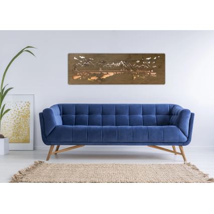 Li-Go 4778/A/4 - LED Stmívatelná nástěnná dekorace LED/10W/5V 30000 mAh 120x40 cm dub/Jezero