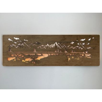 Li-Go 4778/A/4 - LED Stmívatelná nástěnná dekorace LED/10W/5V 30000 mAh 120x40 cm dub/Jezero