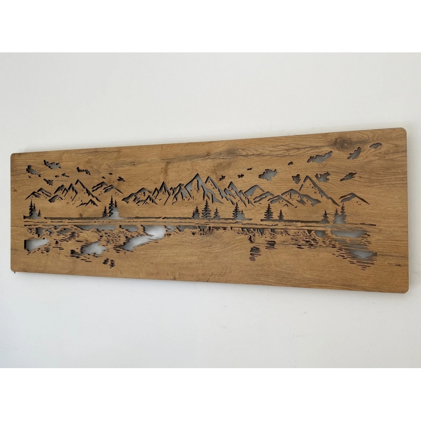 Li-Go 4778/A/4 - LED Stmívatelná nástěnná dekorace LED/10W/5V 30000 mAh 120x40 cm dub/Jezero