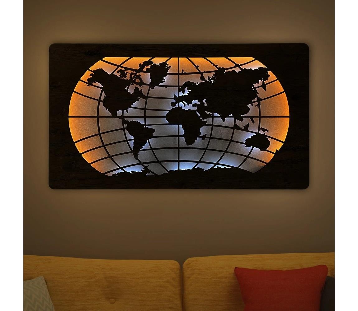 Li-Go 4868/DUB2 - LED Nástěnná dekorace LED/24W/230V 110x60 cm dub/mapa světa 4868/DUB2