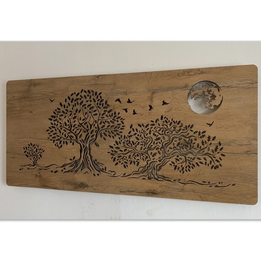 Li-Go 5042/DUB2 - LED Stmívatelná nástěnná dekorace LED/24W/230V 110x50 cm dub/Tři duby a měsíc