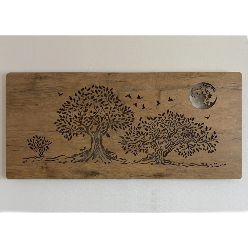 Li-Go 5042/DUB2 - LED Stmívatelná nástěnná dekorace LED/24W/230V 110x50 cm dub/Tři duby a měsíc