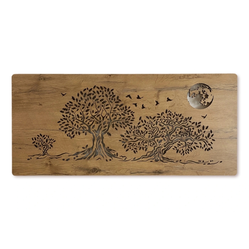 Li-Go 5042/DUB2 - LED Stmívatelná nástěnná dekorace LED/24W/230V 110x50 cm dub/Tři duby a měsíc