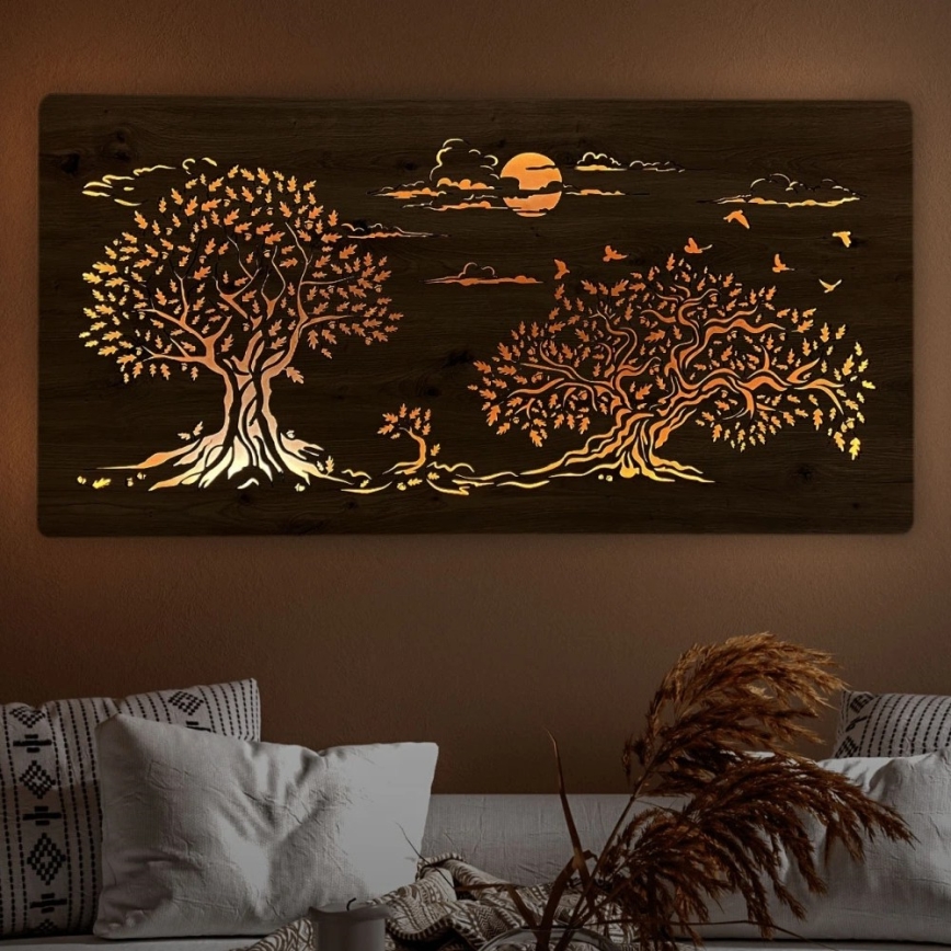 Li-Go 5307/DUB2 - LED Stmívatelná nástěnná dekorace LED/24W/230V 120x60 cm dub/Tři duby