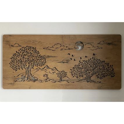 Li-Go 5478/DUB2 - LED Stmívatelná nástěnná dekorace LED/24W/230V 130x60 cm dub/Čtyři duby a měsíc