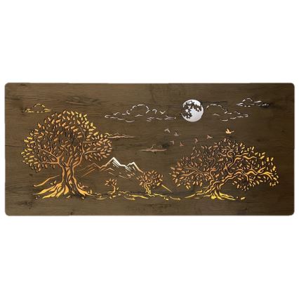 Li-Go 5478/DUB2 - LED Stmívatelná nástěnná dekorace LED/24W/230V 130x60 cm dub/Čtyři duby a měsíc