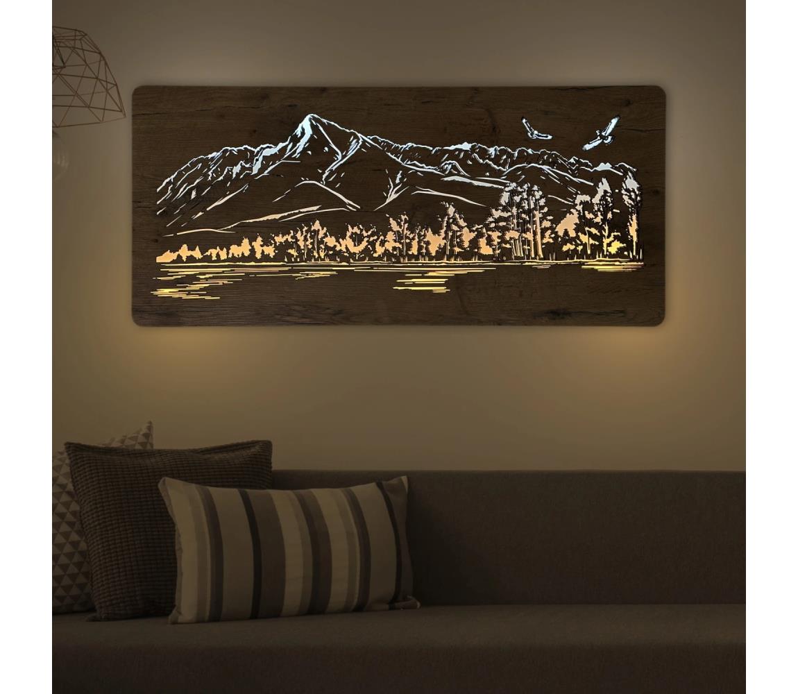 Li-Go 5589/A/DUB2 - LED Nástěnná dekorace LED/10W/5V 30000 mAh 110x50 cm dub 5589/A/DUB2