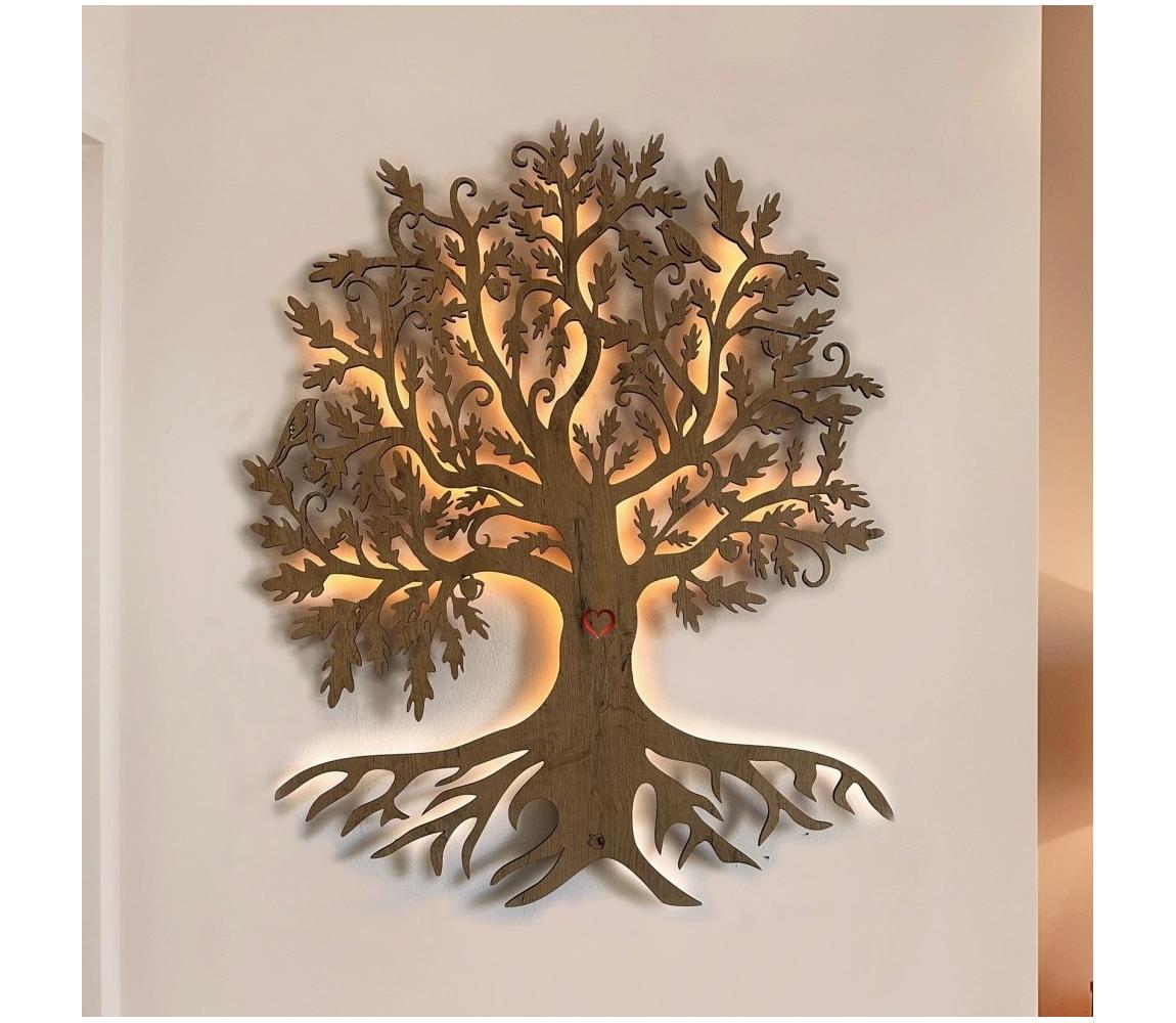 Li-Go 5729/DUB2 - LED Nástěnná dekorace se senzorem LED/10W/5V 90x110 cm dub 5729/DUB2