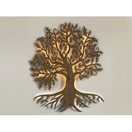 Li-Go 5729/DUB2 - LED Nástěnná dekorace se senzorem pohybu LED/10W/5V 90x110 cm dub