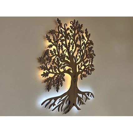 Li-Go 5729/DUB2 - LED Nástěnná dekorace se senzorem pohybu LED/10W/5V 90x110 cm dub