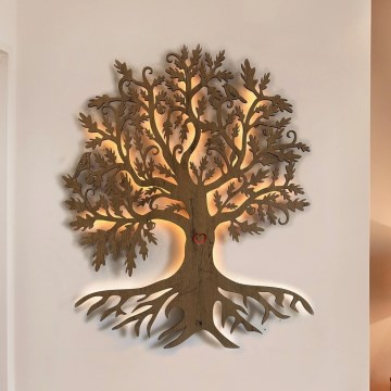 Li-Go 5729/DUB2 - LED Nástěnná dekorace se senzorem pohybu LED/10W/5V 90x110 cm dub