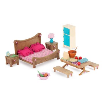 Li'l Woodzeez - Hrací set nábytek do ložnice a jídelny