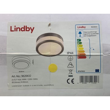 Lindby - Koupelnové stropní svítidlo FLAVI 2xE27/60W/230V IP44 matný chrom