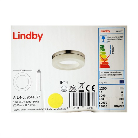 Lindby - LED Koupelnové stropní svítidlo SHANIA LED/12 W/230V IP44