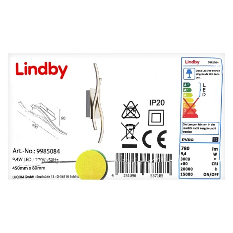 Lindby - LED Nástěnné svítidlo SAFIA LED/9,4W/230V