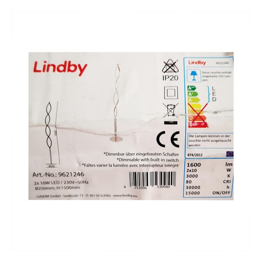 Lindby - LED Stmívatelná stojací lampa AURON 2xLED/10W/230V