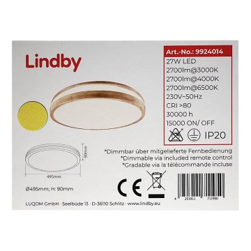 Lindby - LED Stmívatelné stropní svítidlo EMIVA LED/27W/230V