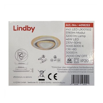 Lindby - LED Stmívatelné stropní svítidlo REBEKA LED/46W/230V + DO
