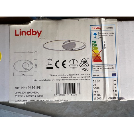 Lindby - LED Stmívatelné stropní svítidlo XENIAS LED/20W/230V