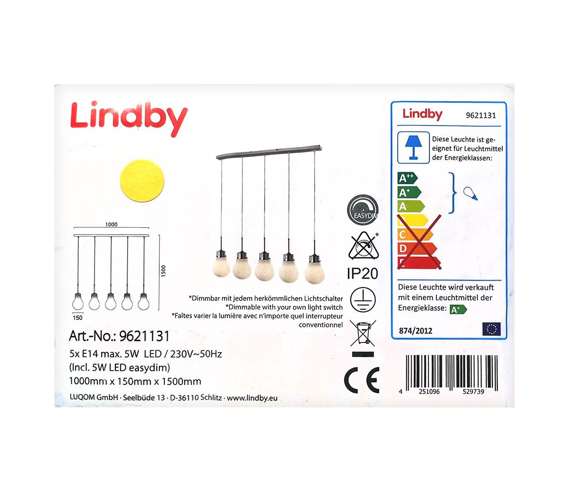 Lindby Lindby - LED Stmívatelný lustr na lanku BADO 5xLED/5W/230V 