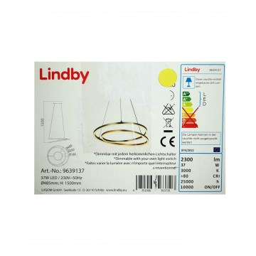 Lindby - LED Stmívatelný lustr na lanku DAVIAN LED/37W/230V