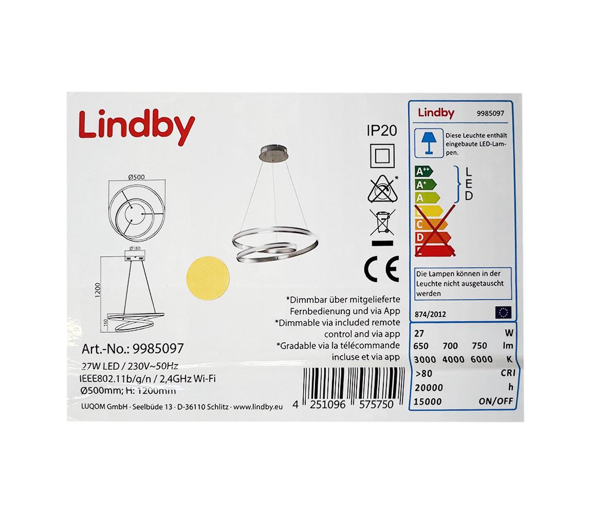 Lindby Lindby - LED Stmívatelný lustr na lanku SMART VERIO LED/27W/230V + DO LW0702