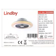 Lindby - LED Stmívatelný stropní ventilátor YUNUS LED/28,4W/230V + dálkové ovládání