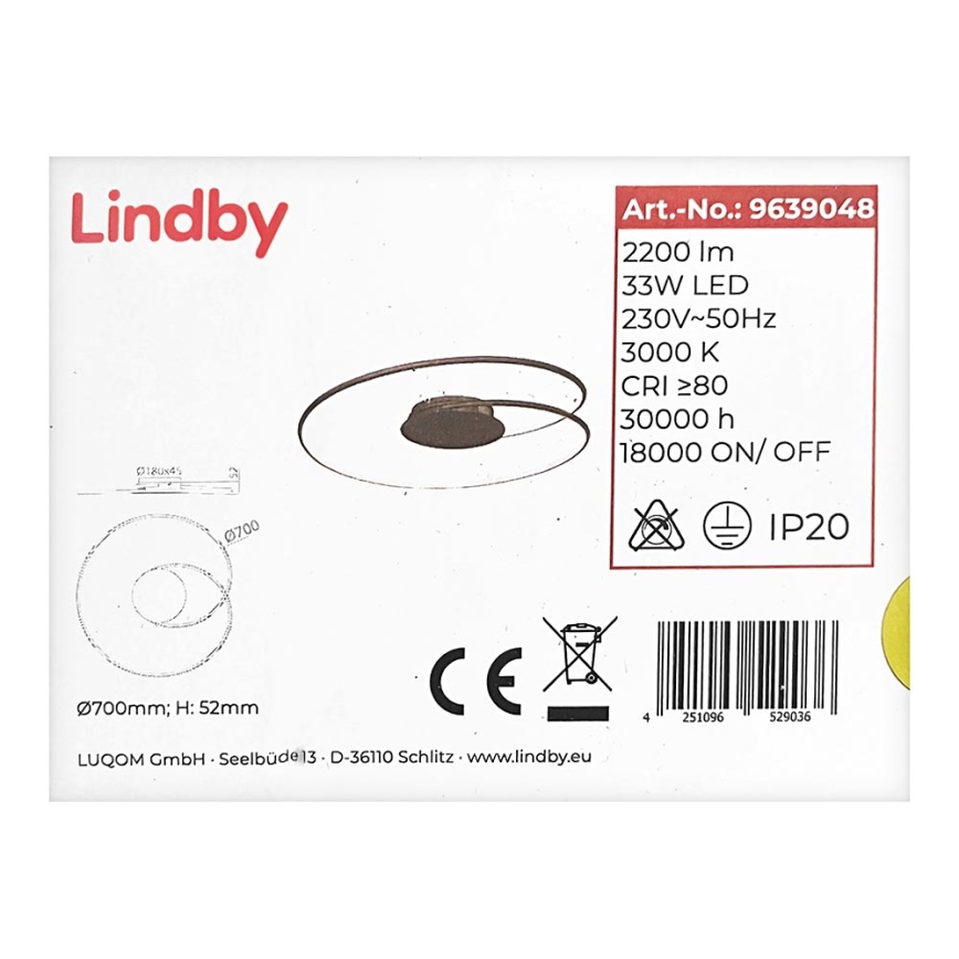 Lindby - LED Stropní svítidlo JOLINE LED/33W/230V