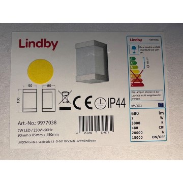 Lindby - LED Venkovní nástěnné svítidlo SEVERINA LED/7W/230V IP44