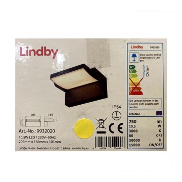 Lindby - LED Venkovní nástěnné svítidlo SHERIN LED/10,5W/230V IP54