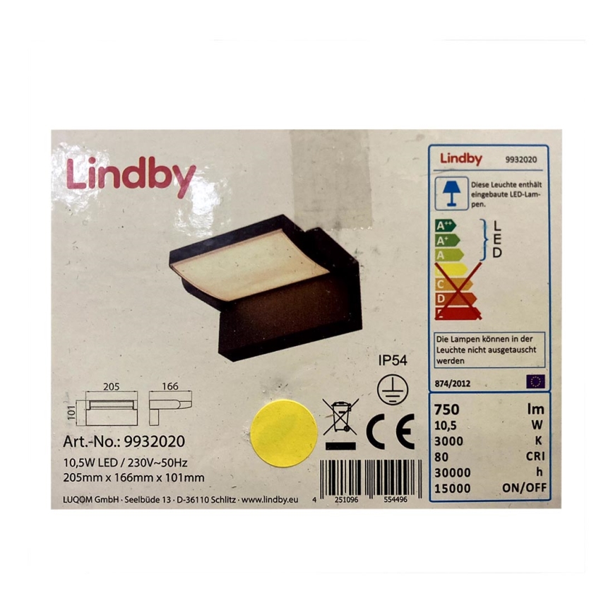 Lindby - LED Venkovní nástěnné svítidlo SHERIN LED/10,5W/230V IP54
