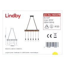 Lindby - Lustr na lanku CINTIA 6xE27/60W/230V