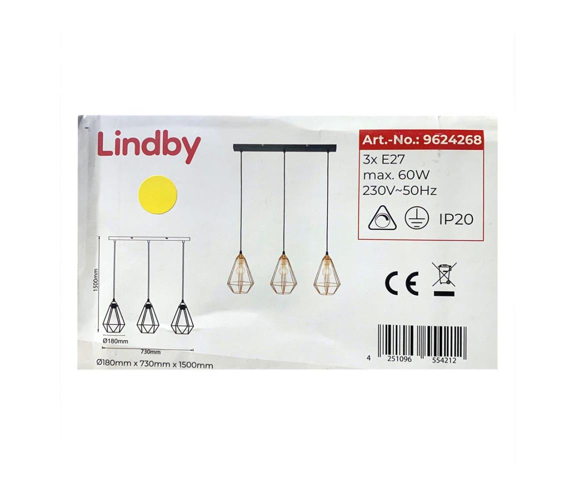 Lindby Lindby - Lustr na lanku ELDA 3xE27/60W/230V LW0078